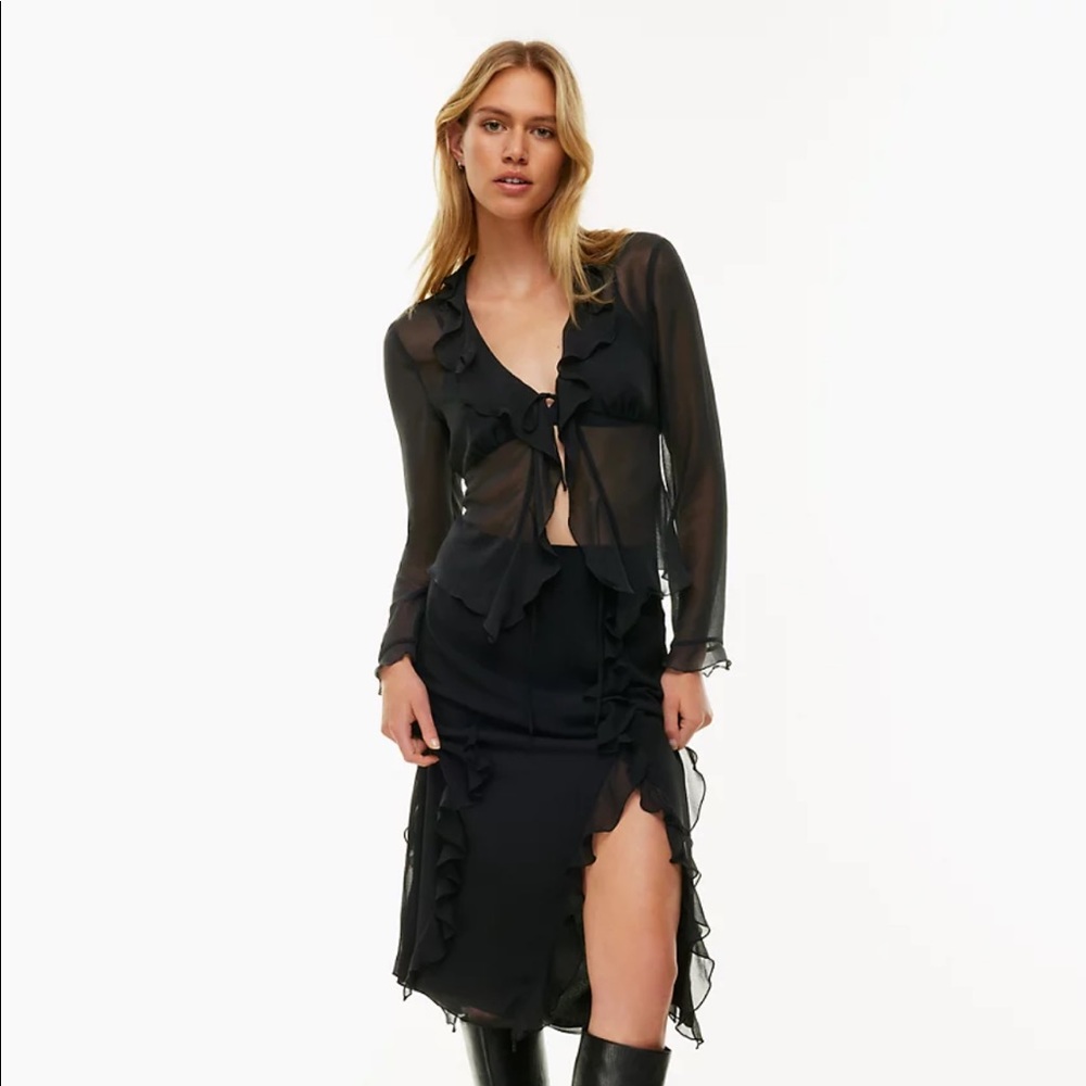 Aritzia Wilfred Frenchie Blouse Top, Black, Size XS New with tags